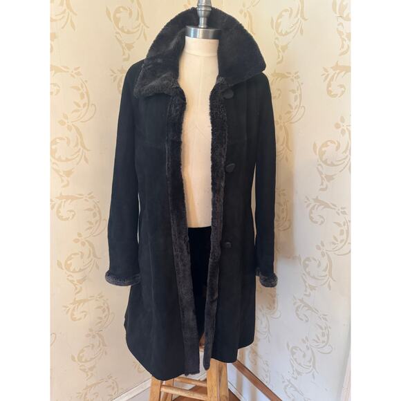 Ladies Size 4 Rafel Shearling 100% Shearling Black Jacket - Picture 1 of 5